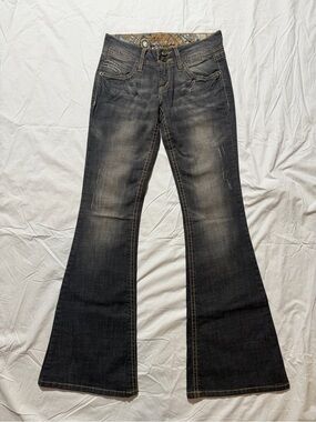 Premiere Vintage Y2K gray distressed Jeans Washed Size 1/2 Women’s Flare